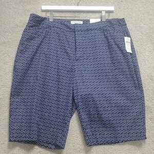 Coldwater Creek Shorts Women 16 Blue Mini Dots Sateen Natural Fit Cotton Stretch